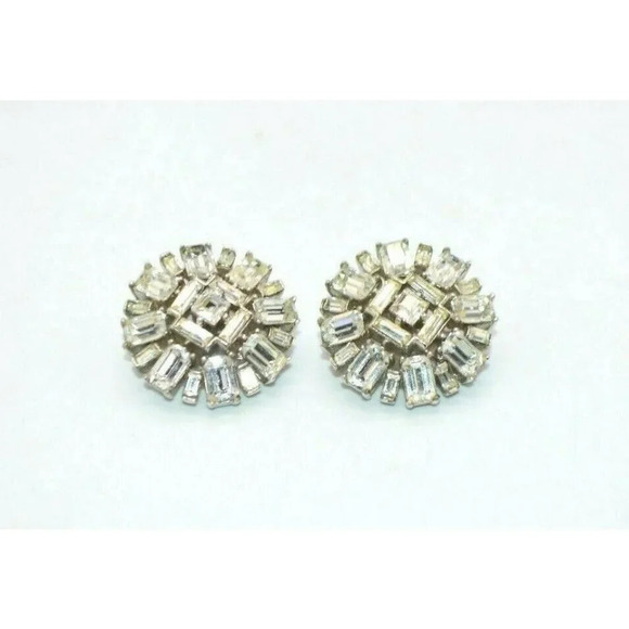 1950'S CROWN TRIFARI Clear Rhinestone Starburst - Picture 1 of 4